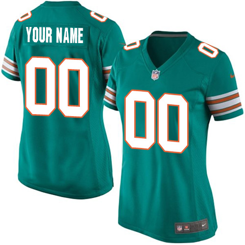 Women's Elite Nike Jersey Aqua Green Alternate - Customized NFL Miami Dolphins